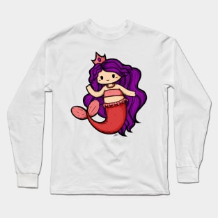 Cute Mermaid Illustration Long Sleeve T-Shirt